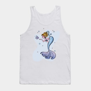 Sweet Mermaid With Blue Fin Tank Top